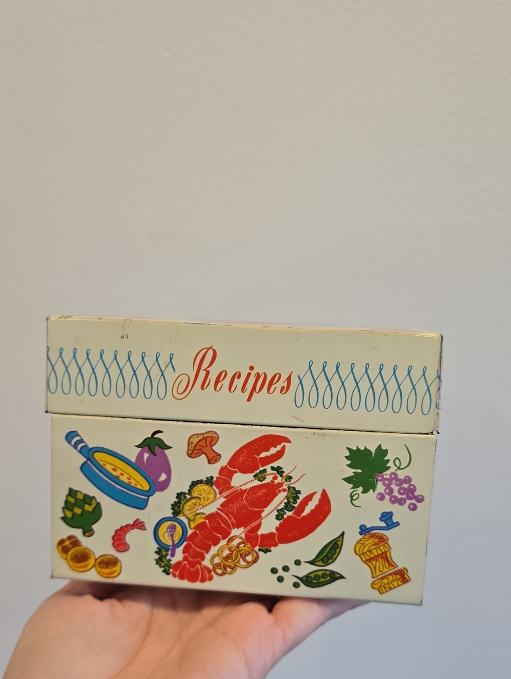 Vintage Metal/Ohio Art Tin Recipe Box For 3”x5” Recipe Cards MCM USA